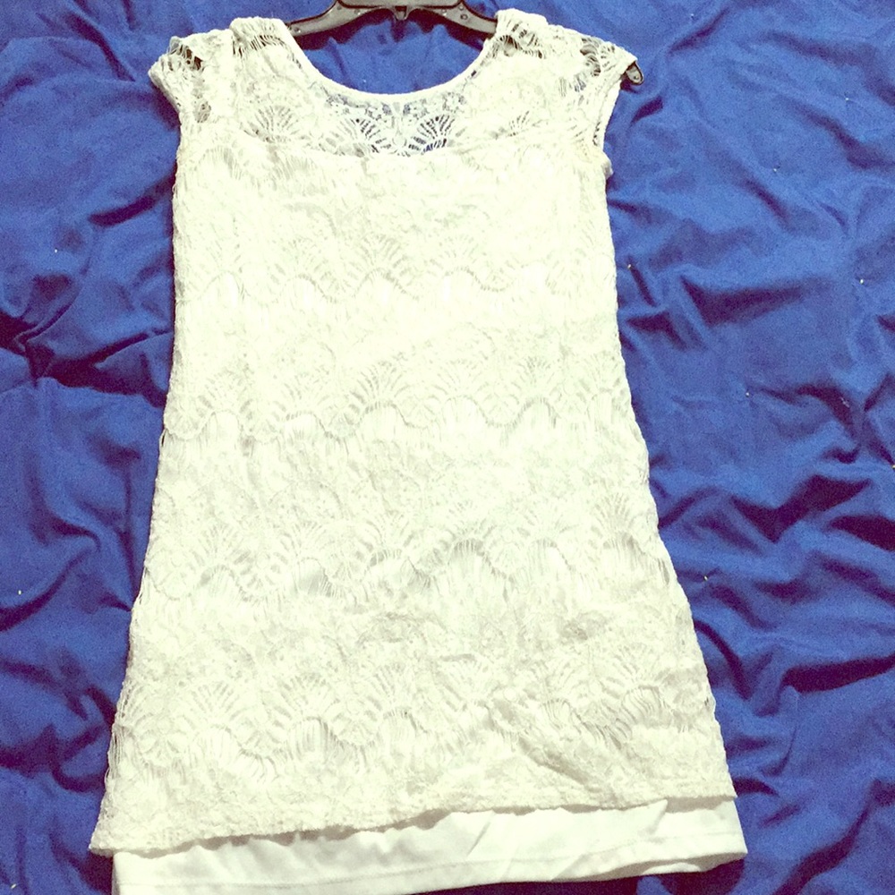 White lace overlay summer dress